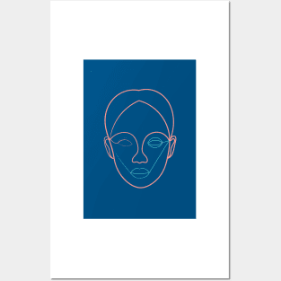 Female Portrait On Blue Posters and Art